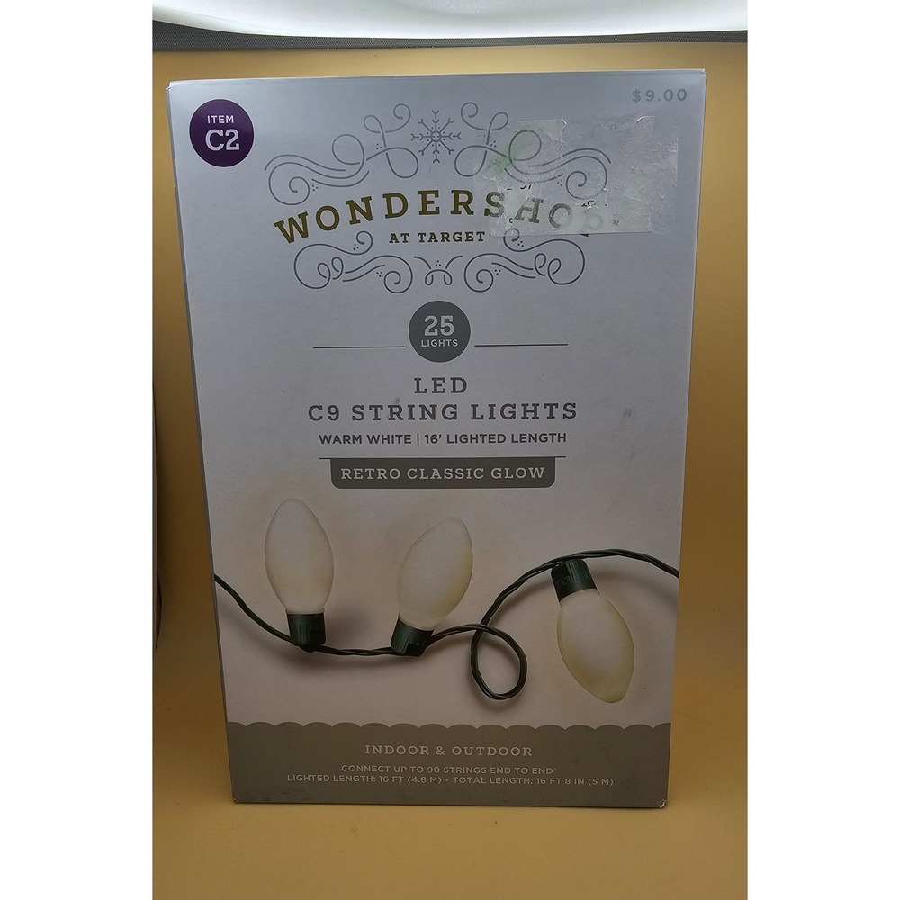 Wondershop C9 LED String Lights - 25 Warm White Bulbs - Indoor/Outdoor
